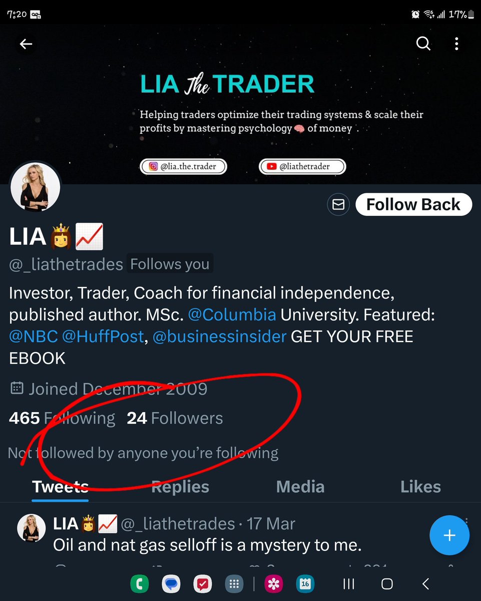 NiceTrader3's tweet photo. Please 🚫 and REPORT this FAKE account for @Liathetrader 
This helps keep traders from being scammed .
Thank you !
#block #report https://t.co/Ya4gp4SBJX