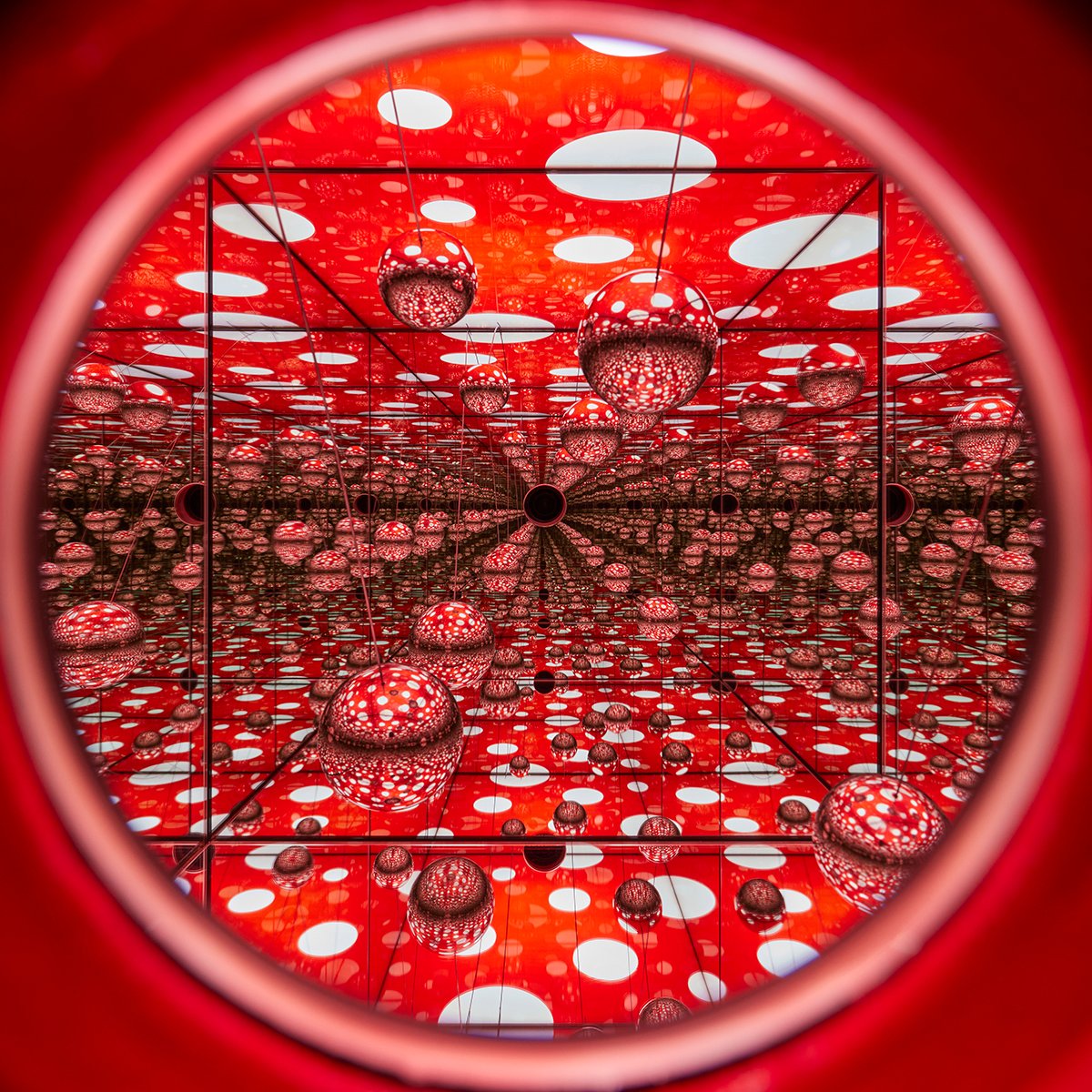 Peer through the porthole and find yourself pulled into an endless world or dots and spheres.

MIF23 may come to a close today but you can still catch Yayoi Kusama’s You, Me and the Balloons until 28 August at Aviva Studios.