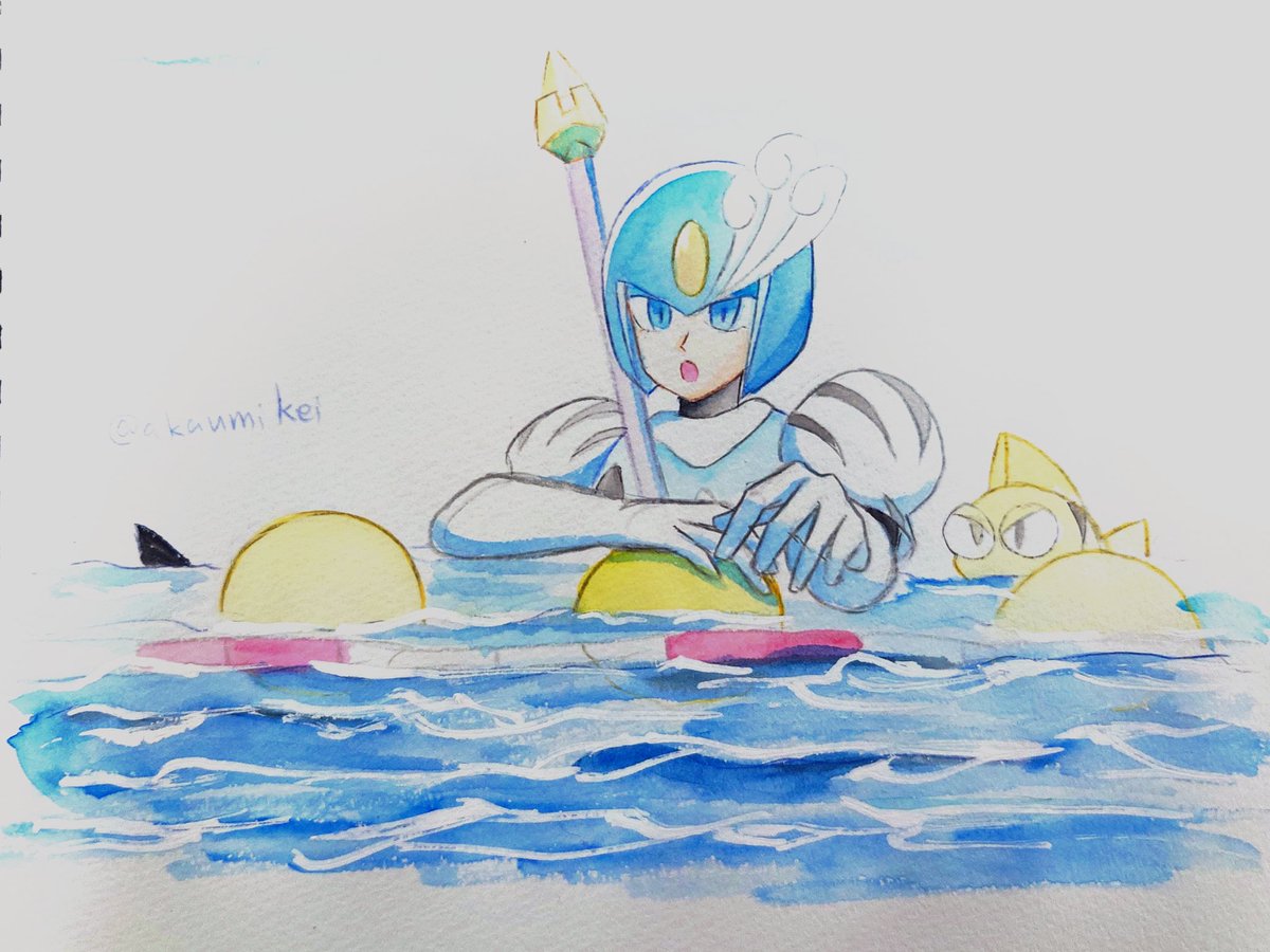 「#本家ロックマン版深夜の真剣お絵描き60分一本勝負救助以外に遊泳禁止区域近くで注」|赤海慧のイラスト