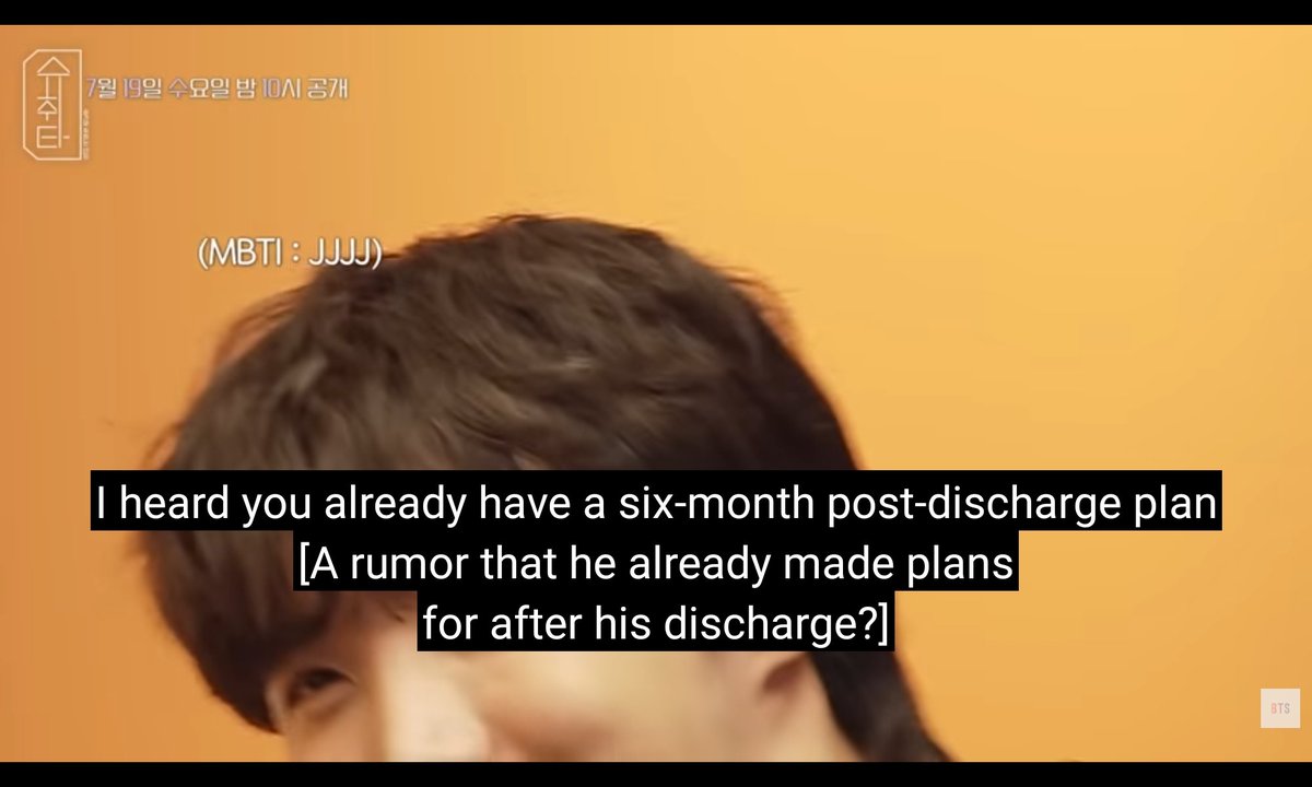 jkyoongs's tweet photo. of course hobi would have a 6 month discharge plan that's so jhopeful of him https://t.co/0JKxld9XYO
