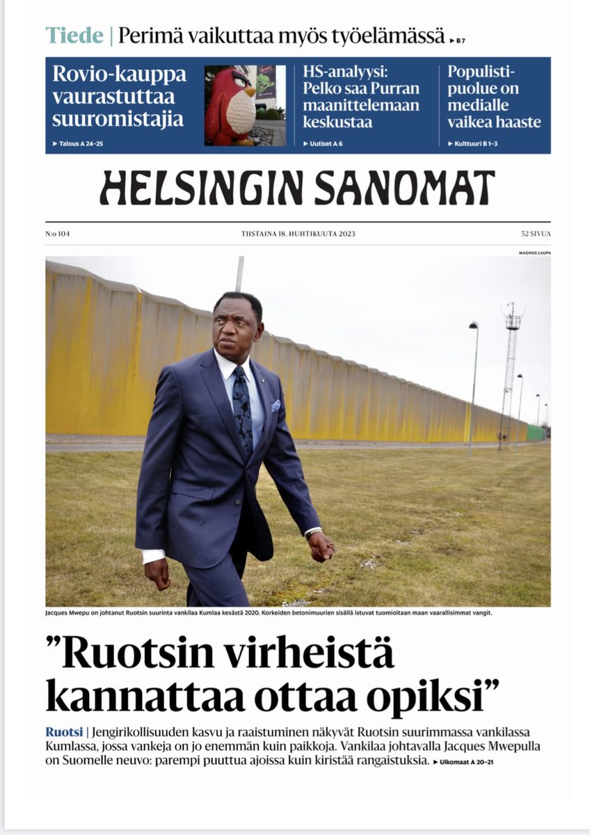jacquesmwepu's tweet photo. Överföringen av 2 långa fängelsestraff (15 år) från Finland till@oss påminde om intervjuer finska TV och tidningen Sanomat haft med mig inför de senaste vallen. Finnarna är oroliga för kontaminering.Den som kan finska kan söka artikeln i Sanomat på nätet. ⁦@Kriminalvarden⁩ https://t.co/asmZ9LwWQY