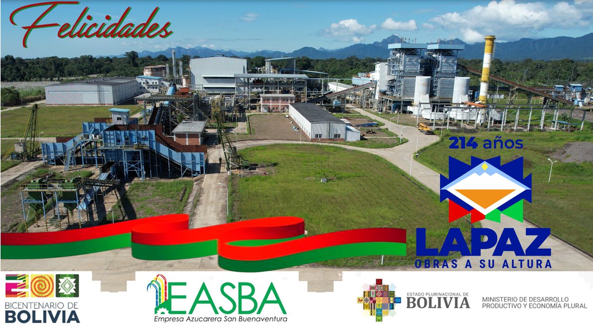 214 aniversario| #EASBA te saluda, Trabajamos en el fortalecimiento del Norte y su industrialziacion con sustitución de Importaciones  ¡Felicidades #LaPaz, obras a su altura!
#gobiernodelaindustrialización📷📷📷
#UnidosRumboAlBicentenario📷
#boliviaesindustrializacion📷📷📷