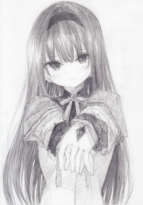 シャーペンで描きました 魔法少女まどか☆マギカから、暁美ほむらです #魔法少女まどかマギカ