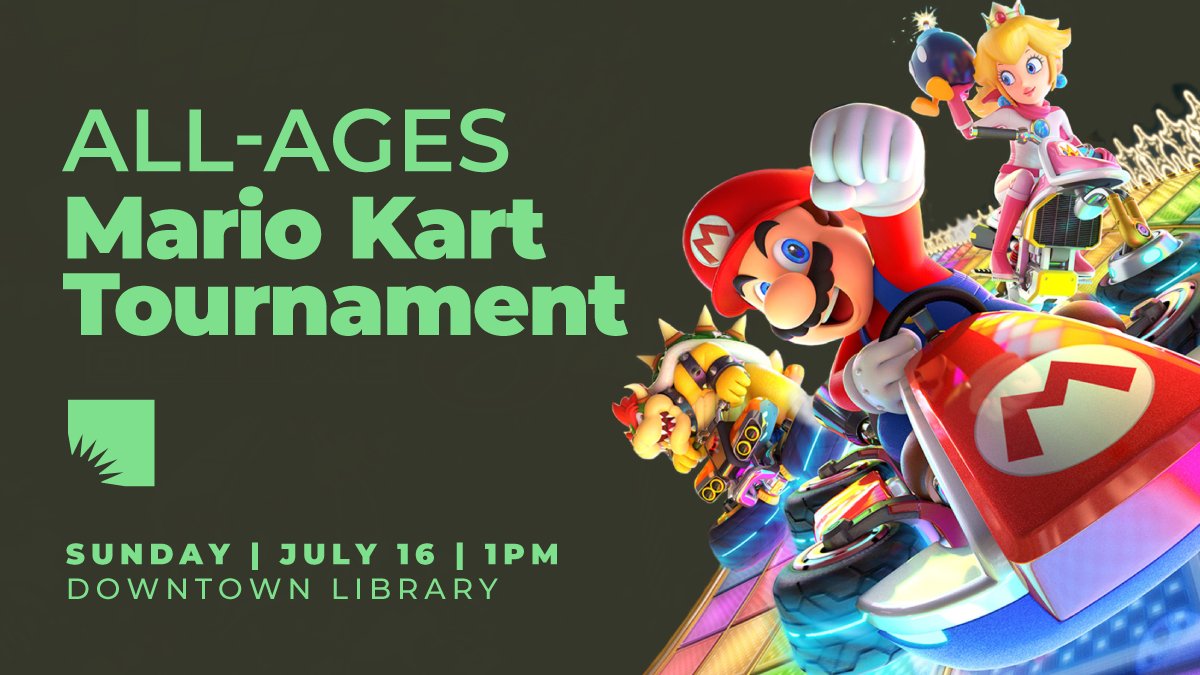 Which racer will be crowned as AADL's Mario Kart Tournament Champion? Find out TODAY at 1 pm at the Downtown Library. 🏎 🏁

Details: aadl.org/node/618300