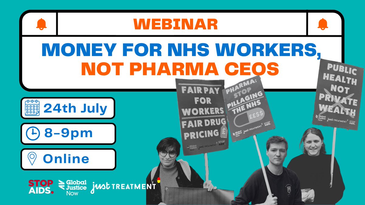 Join us, @JustTreatment & @GlobalJusticeUK on Monday!👇 Despite years of record profits, big pharma companies are trying to squeeze an extra £2.5bn a year out of our NHS for medicines. We demand money for #NHS workers, not pharma CEOs! tinyurl.com/4fpt8xe4