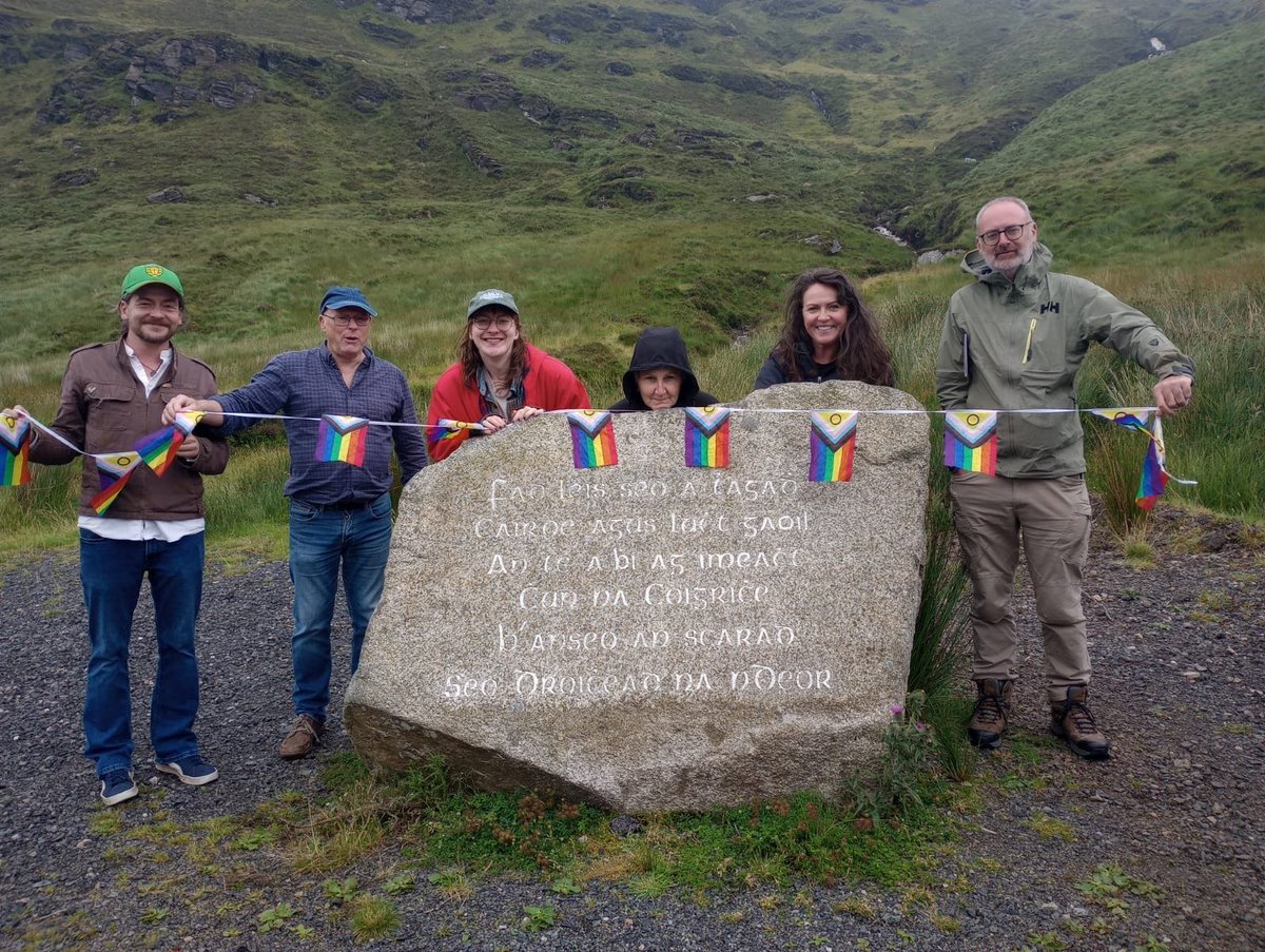 🏳️‍🌈Ag Droichead na nDeor. At Donegal's Bridge of Tears🕯️Bród 2023: an chéad lá! - We remember the queers who had to leave along this path to the Derry Port🕯️#eisimirce #emigrationstories @Raidio_Reibil @tonie_walsh <a href="/UdarasnaG/">Údarás na Gaeltachta</a> <a href="/ForasnaGaeilge/">Foras na Gaeilge</a> <a href="/randomirish/">Cahir O’Doherty</a> <a href="/EaragailArts/">Earagail Arts Festival</a>