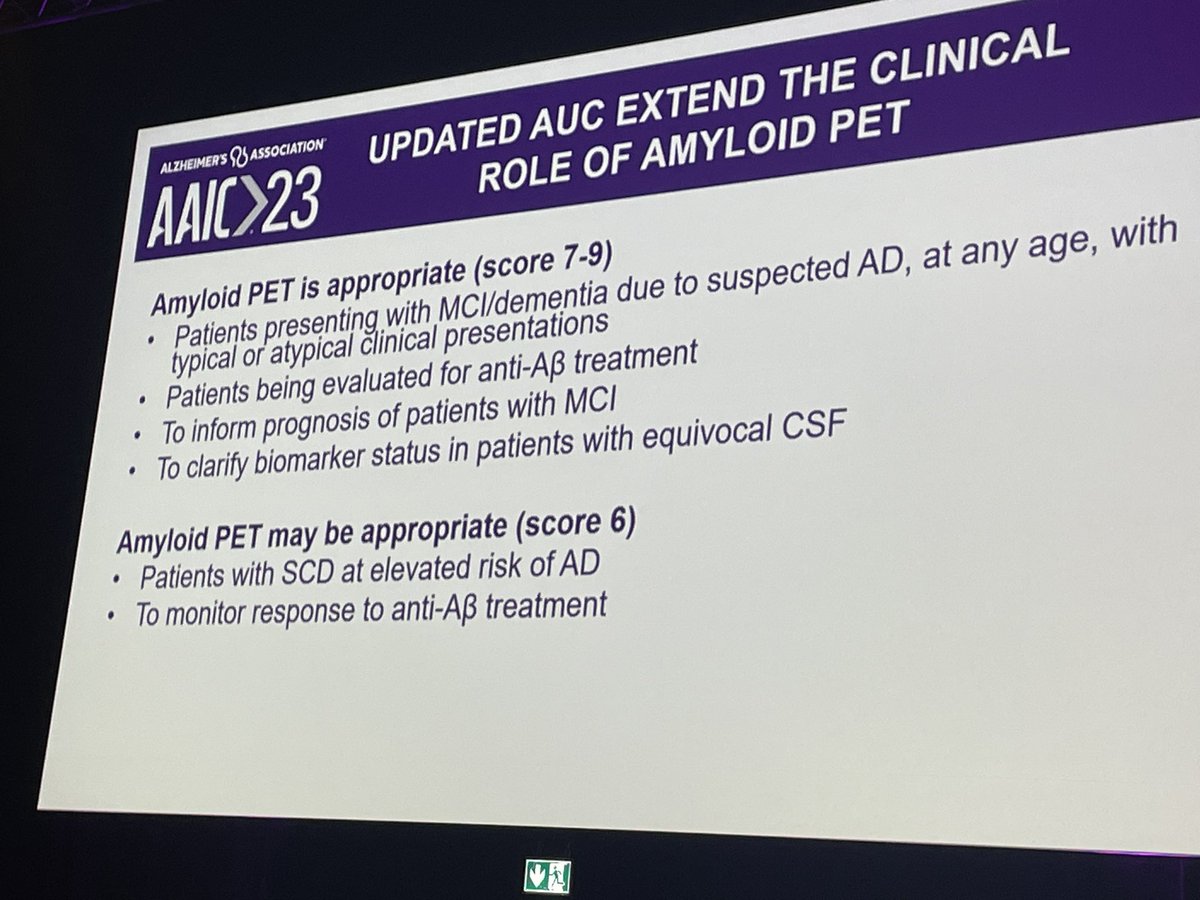 The new Appropriate Use Criteria for amyloid and tau PET presented by Gil Raninovici! @RabLab_UCSF #AAIC23