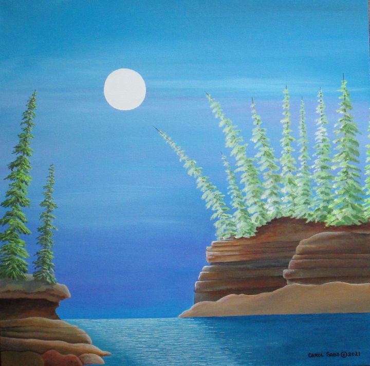 ArizonaArtist's tweet photo. Art of the Day: "Moon Over Still Water". Buy at: https://t.co/jQntXaU9CF https://t.co/s3llXvhot8