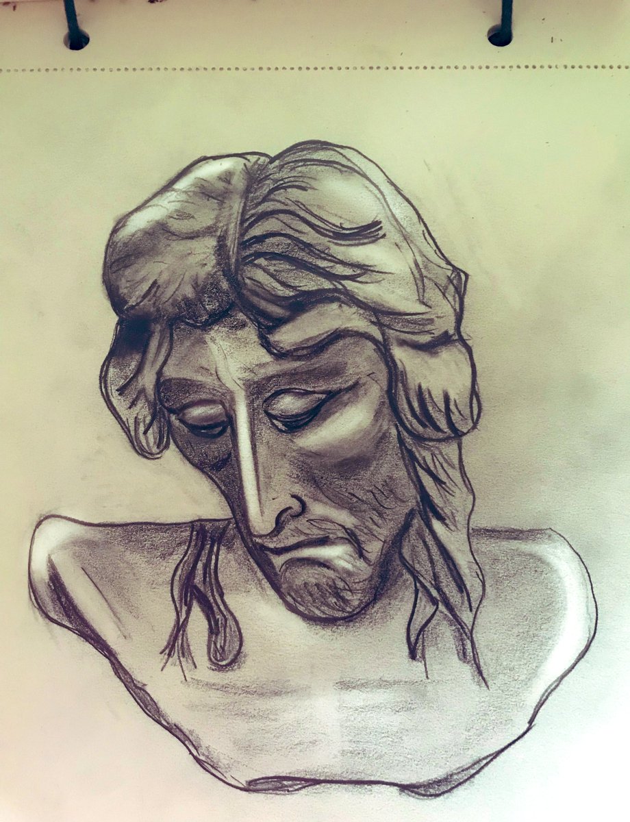 draws_simon's tweet photo. A western bust of Jesus ~ #sketchart #jesus #religiousicon 
#sketchbook https://t.co/Z3QfK3U5pK
