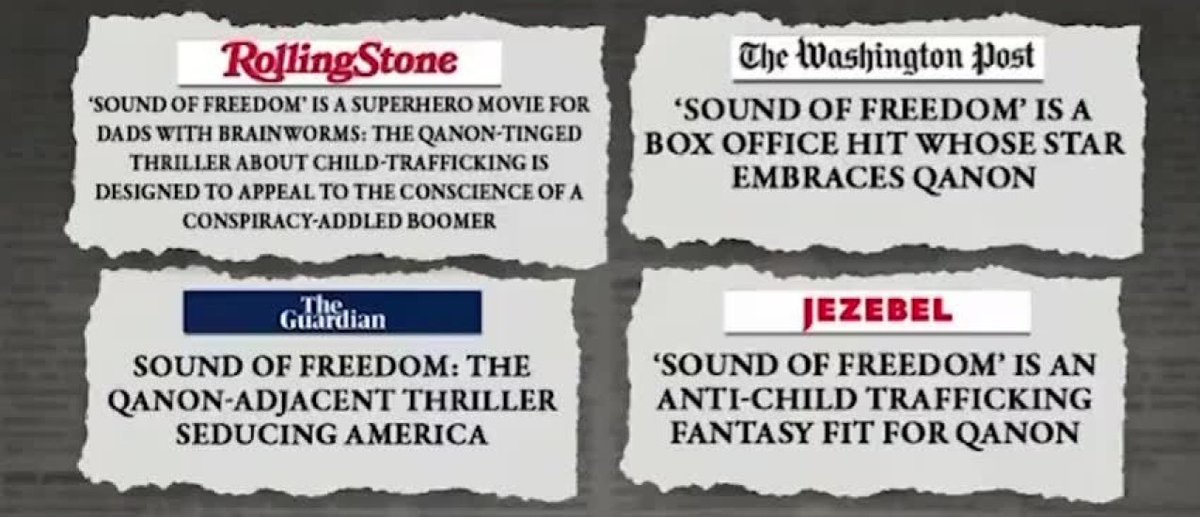 KatTheHammer1's tweet photo. This commentary is very telling, gee it's like they're trying to discredit a movie based on a true story 🤔

Now ask yourselves why? 😏
#SoundOfFreedom https://t.co/NUCoX0sOXm