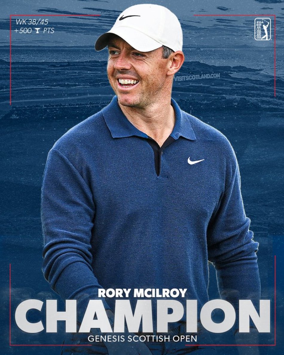 RORY MCILROY IS THE SCOTTISH OPEN CHAMPION 🏴󠁧󠁢󠁳󠁣󠁴󠁿🏆

ONE OF HIS CLUTCHEST BACK 9’S EVER, INCLUDING A BIRDIE-BIRDIE FINISH

LFGGGGGGGGGGGGGGG