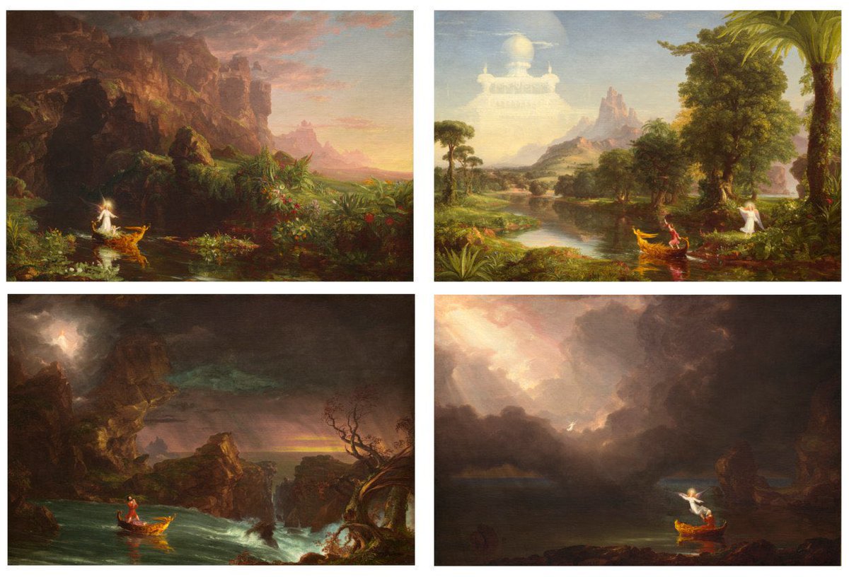 MichaelSeanH's tweet photo. @Psyche_Cinema I saw this painting in person, what a beautiful work. In the Smithsonian National Art Gallery they have the four “Voyage of Life” paintings hung at four corners of a room that serves as passage to four other galleries. https://t.co/SVZy2kgAaO