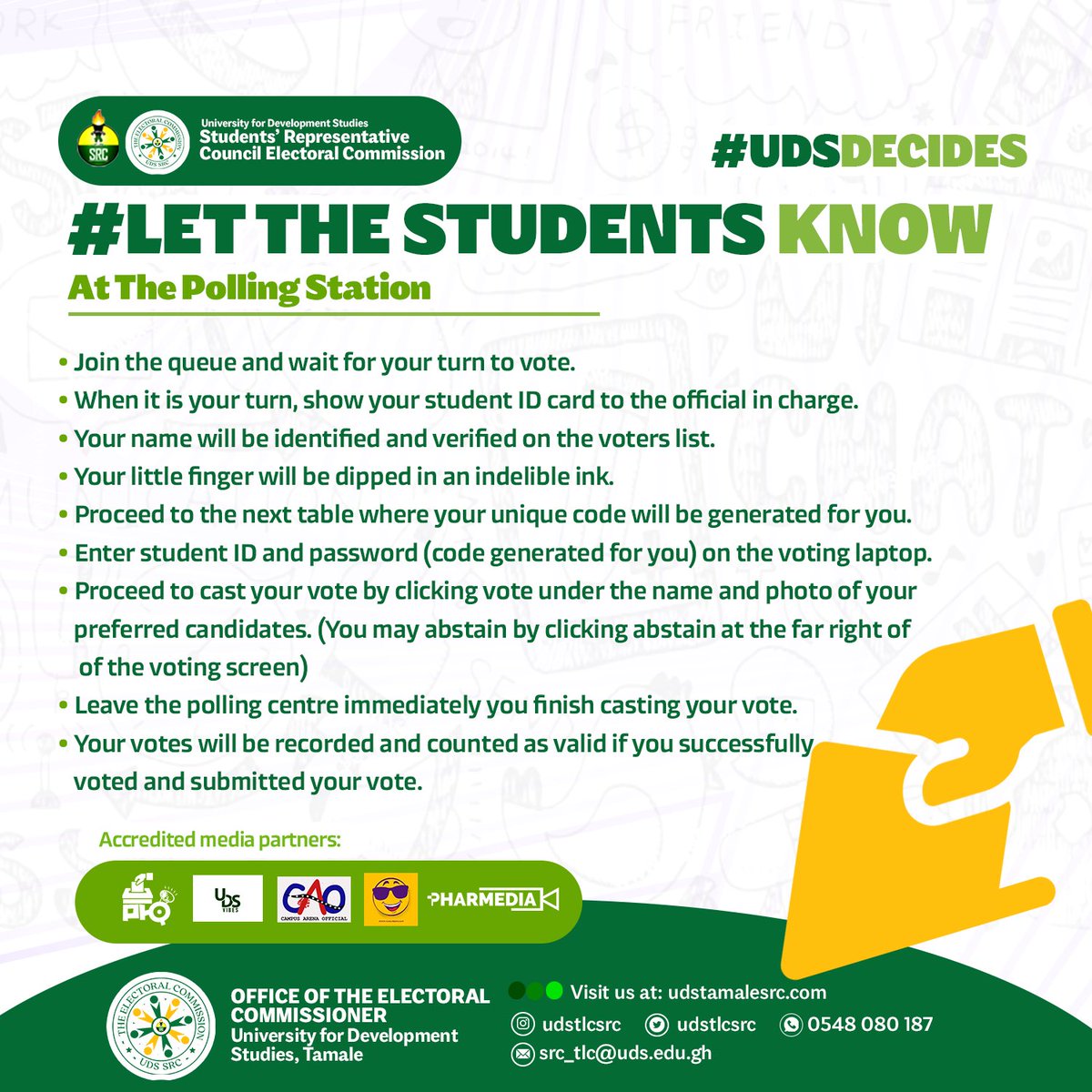 udssrcec_tlc's tweet photo. Please be Informed!

#UDSSRCELECTIONS https://t.co/yIXs8wQkTE
