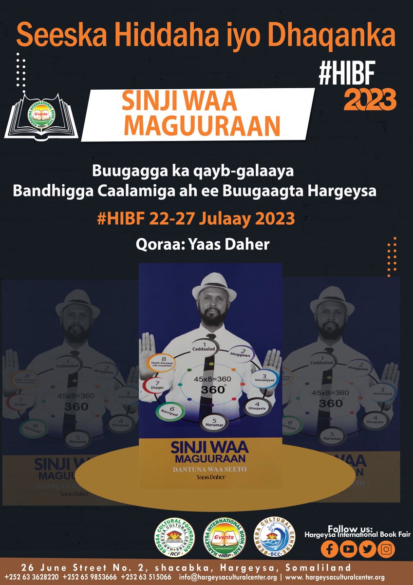 hibf's tweet photo. Check out our lineup of books for this years #HIBF2023
KASMO_KAAB
SINJIWAA MAGUURAN 
A Brief History Of Formal Education in British Somaliland Protectorate  
Propher Adam's Language 
#HIBF2023 #Resilience #books #bookfair #hargeysa #HCC https://t.co/Sme9Cl2KOn