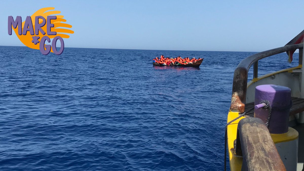 Following an Alarm Phone information #MareGo came across another unseaworthy iron boat. Mare*Go stabilized the boat with approx. 38, on board, including two pregnant women. Now our RHIB #LeaveNoOneBehind is heading towards the next case.

#DefendSolidarity