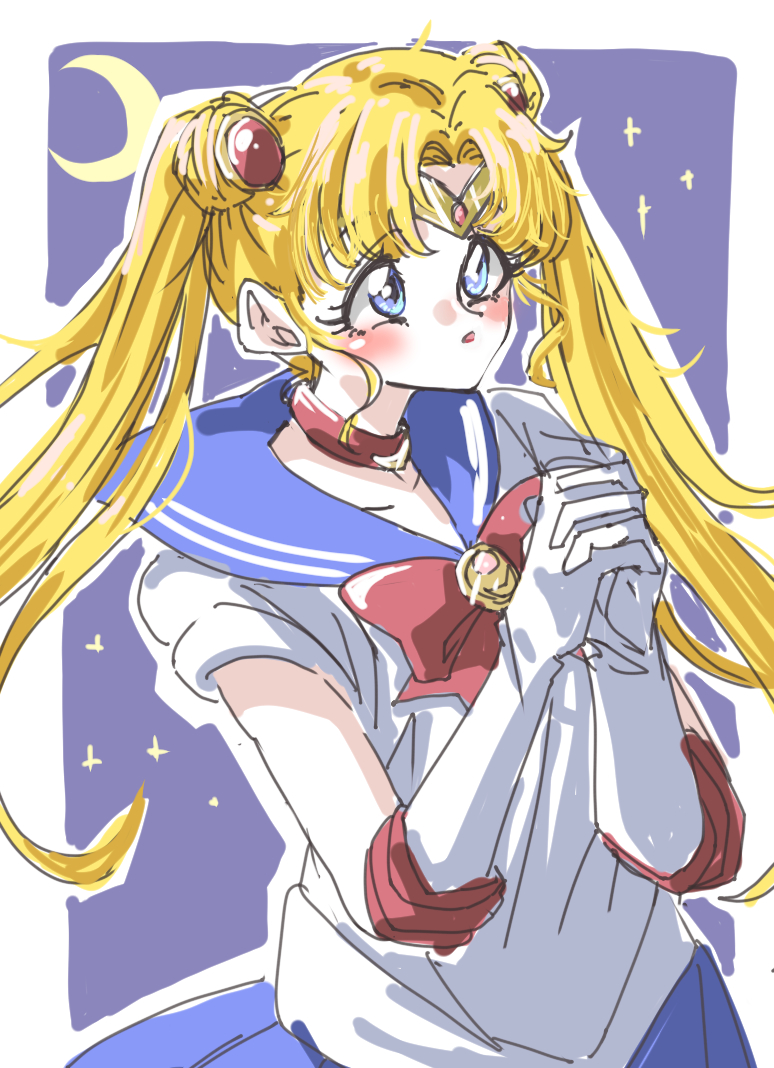 sailor moon ,tsukino usagi 1girl solo sailor senshi uniform gloves red choker blonde hair sailor collar  illustration images