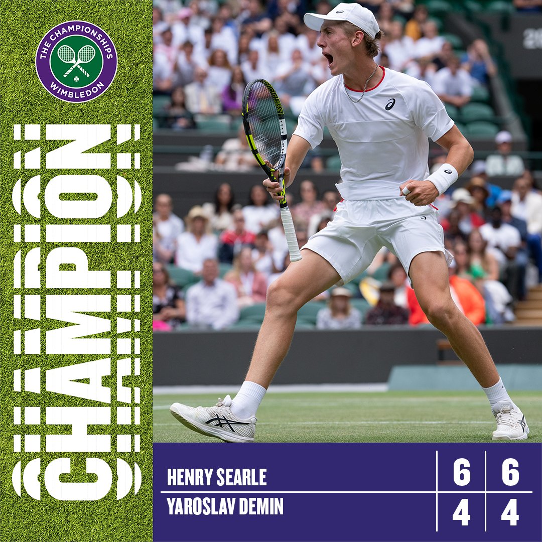 Henry Searle is the <a href="/Wimbledon/">Wimbledon</a> Boys’ 𝐂𝐇𝐀𝐌𝐏𝐈𝐎𝐍 🏆

What a win for the 17-year-old! 🤩

#BackTheBrits 🇬🇧 | #Wimbledon