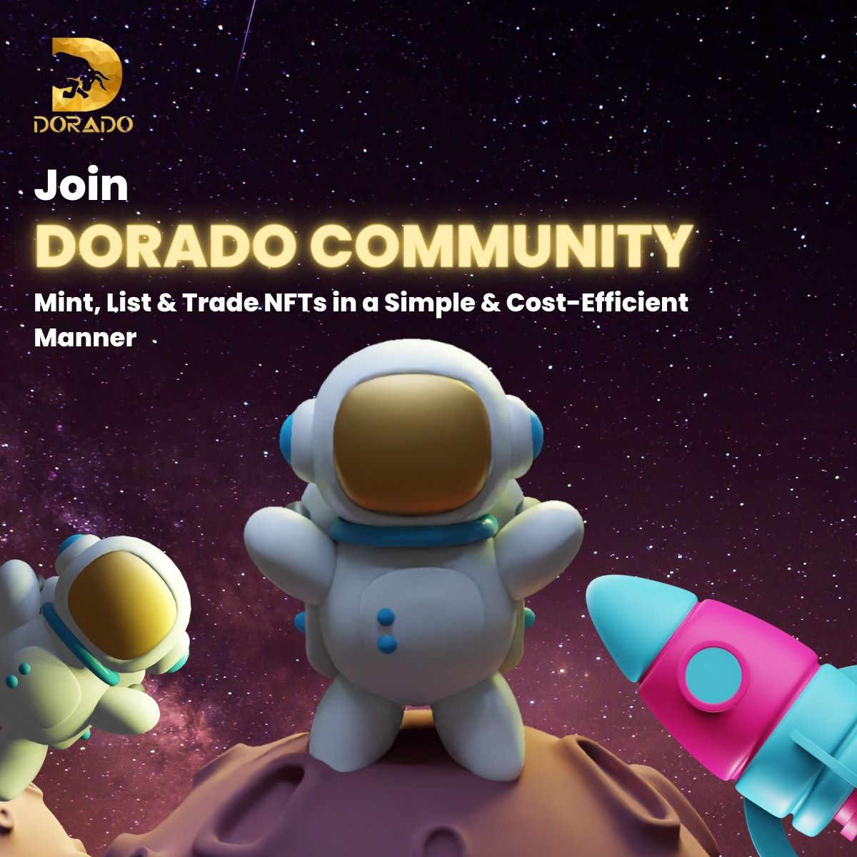 CommunityDorado's tweet photo. Join Dorado: The Ultimate Destination for Simple and Cost-Efficient NFTs.

#joindorado #nftcommunity #doradodestination #simplenfts #costefficientnfts #nftmarketplace #nftsimplified #doradoplatform #digitalcollectibles #cryptoart #nfttrading #blockchaintechnology #doradocommunity https://t.co/dgu09lqlKm