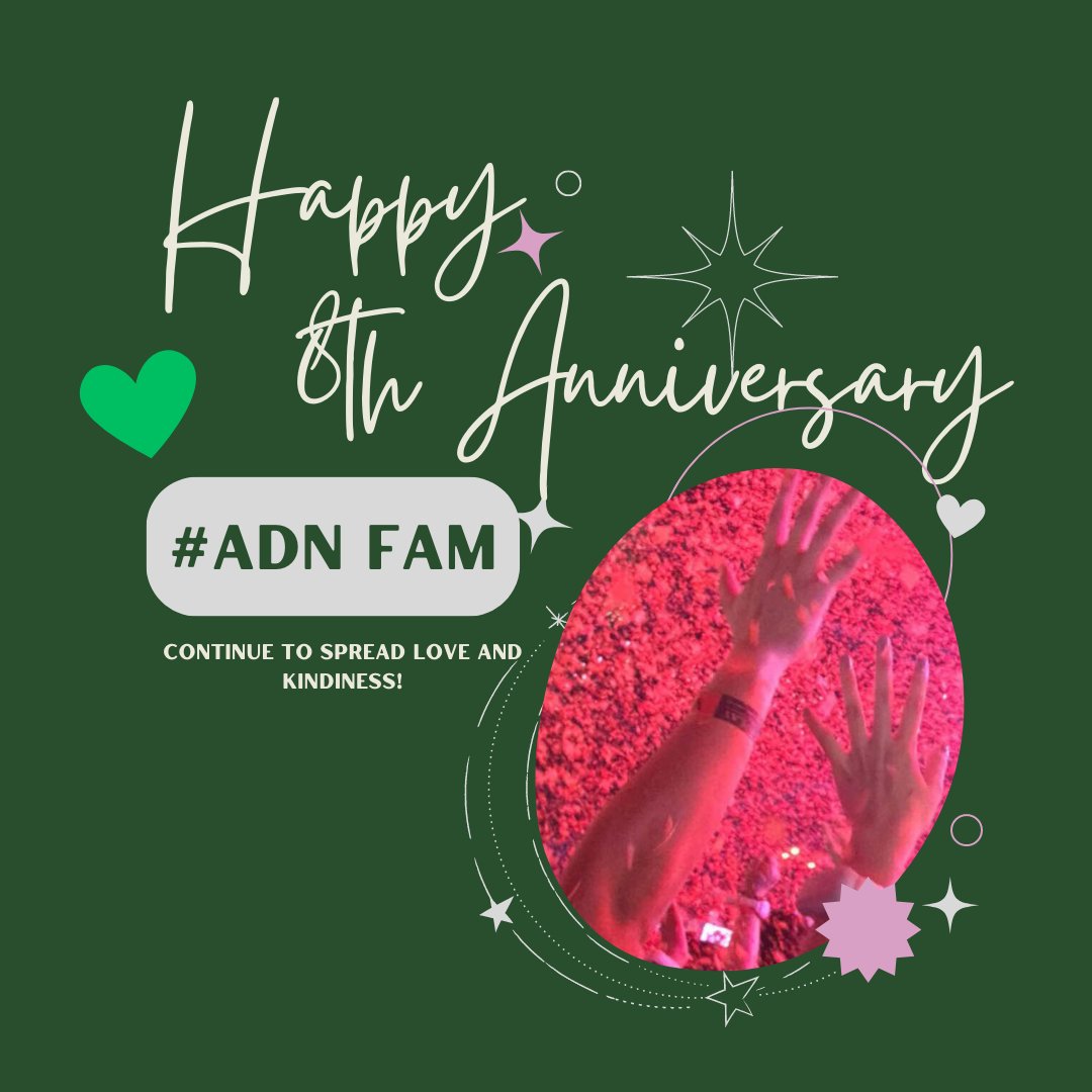 before we start our journey to our 9th year...  

Happy #ALDUBatADN8Years, my #ADNFAM!! I love how our celebration this year is centered around channeling love into sharing kindness and gratitude to one another.   

Always and forever, para sa AlDub Nation. Hugs, fam! 💚