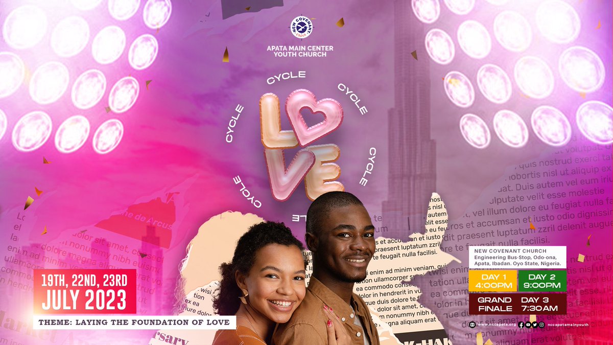 NCCAMCY's tweet photo. Do you have the right conceptions about love or it's misconceptions you have? 😑
Or you only have Jesus?😒

Whatever Category, Join usfrom the 19th of July 2023 for a wonderful time of: 
● Learning🙂
● Relearning 😌
● And Eligible Bachelors and Spinsters.😋 https://t.co/zsmxv6SHMt
