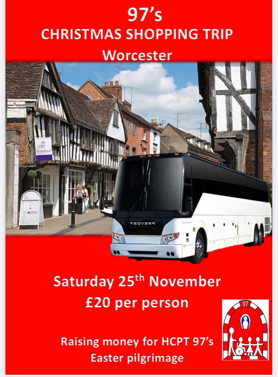 Come and join us on our Christmas Shopping Trip. Raising funds for our 2024 Pilgrimage! Send us a message if you’d like a seat on the coach!
#hcpt #hcptwales #hcptgroup97 #christmas #coachtrip