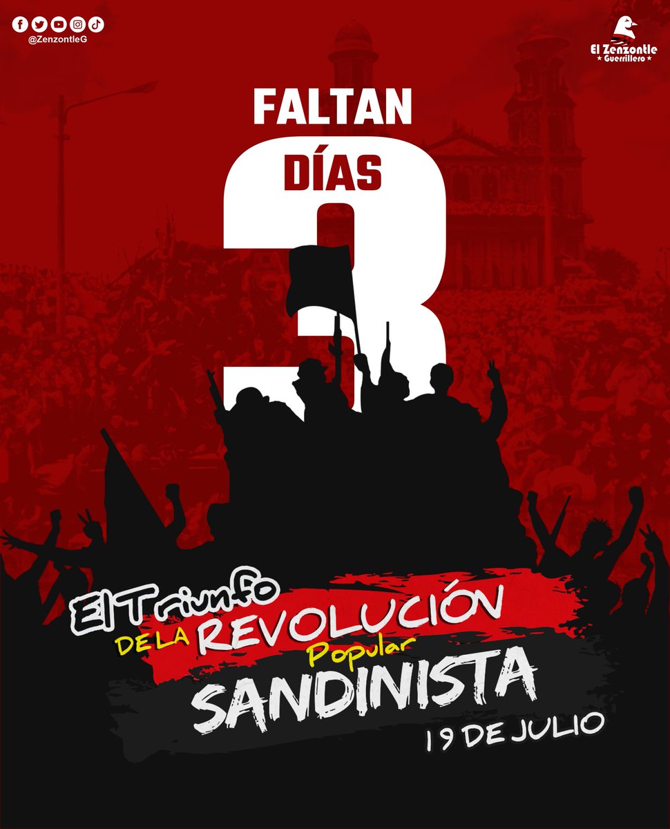 ZenzontleG's tweet photo. #4419VivalaRevolucion | Estamos 3 días de celebrar un año más el Triunfo de nuestra Gloriosa Revolución Popular Sandinista !!! ✊🏻🇳🇮🔴⚫

#Nicaragua 
#ManaguaSandinista 
#4419SiempreVictoriosos https://t.co/VWa1Xl5j19