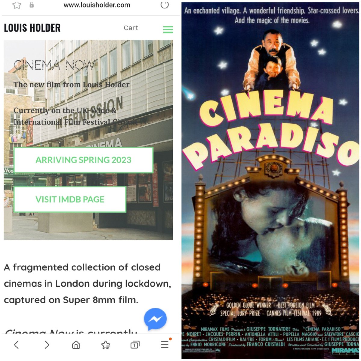 Back at <a href="/CinemaMuseum/">The Cinema Museum</a> for what could be an emotional few hours. We  know how great Cinema Paradiso is &amp; its here in its full near 3 hour version but additionally we have <a href="/LouisHolder1/">Louis Holder</a> documentary Cinema Now, which shows how independent cinemas coped with the dreaded lockdown.