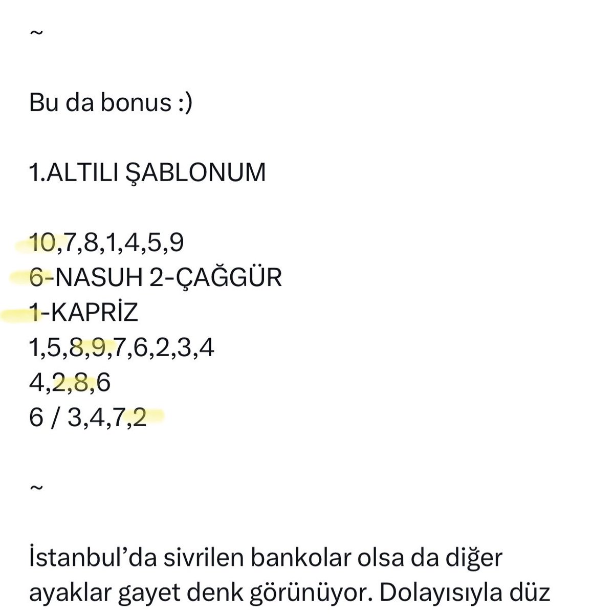 🫶🏼 12.900 ₺ 🫶🏼 veren İstanbul 1. altılısı Bizim İçin hayırlı olsun :) Daha iki gündür başladığım twitterdaki açıktan tahminlerimizde erken ritme girdik, darısı tam gaz devam eden İstanbul 2. altılısına 😊

~
