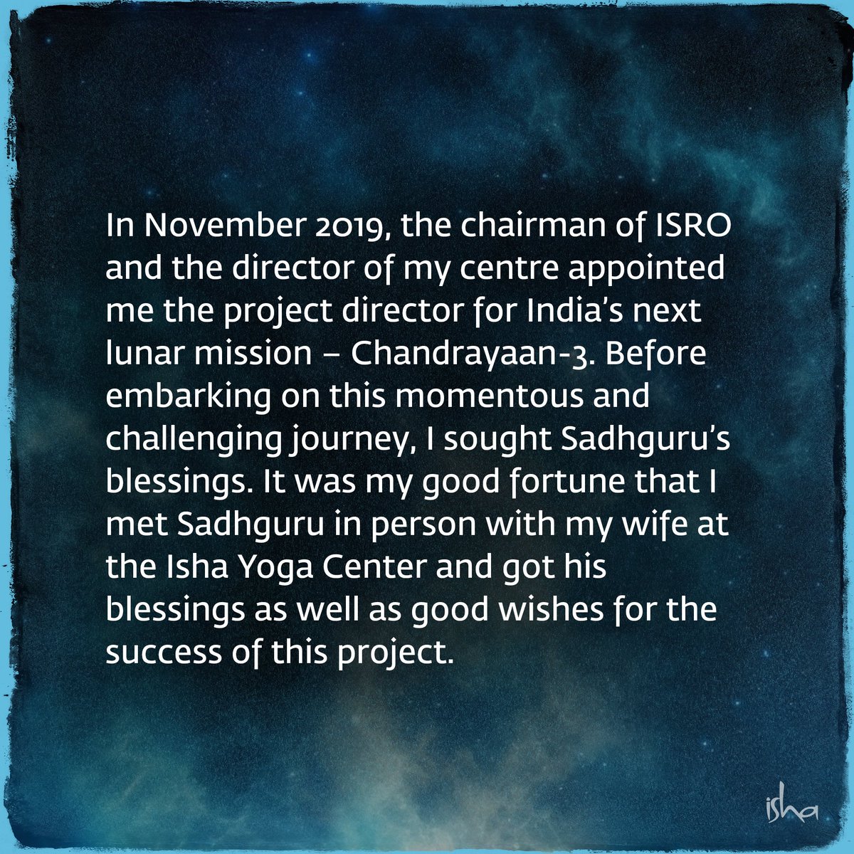 Inner Engineering is no rocket science, but that doesn't mean a rocket scientist can't make the most of it! Read all about how Dr. P Veeramuthuvel, the project director for Chandrayaan-3 - turned to Inner Engineering to enhance his life and how his journey unfolded.