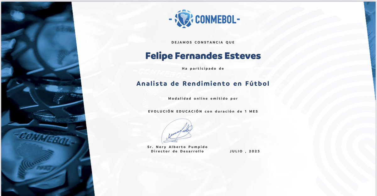 FelipeEstevesGK's tweet photo. Analista de Rendimiento en fútbol - Conmebol https://t.co/sT4PkC65pz