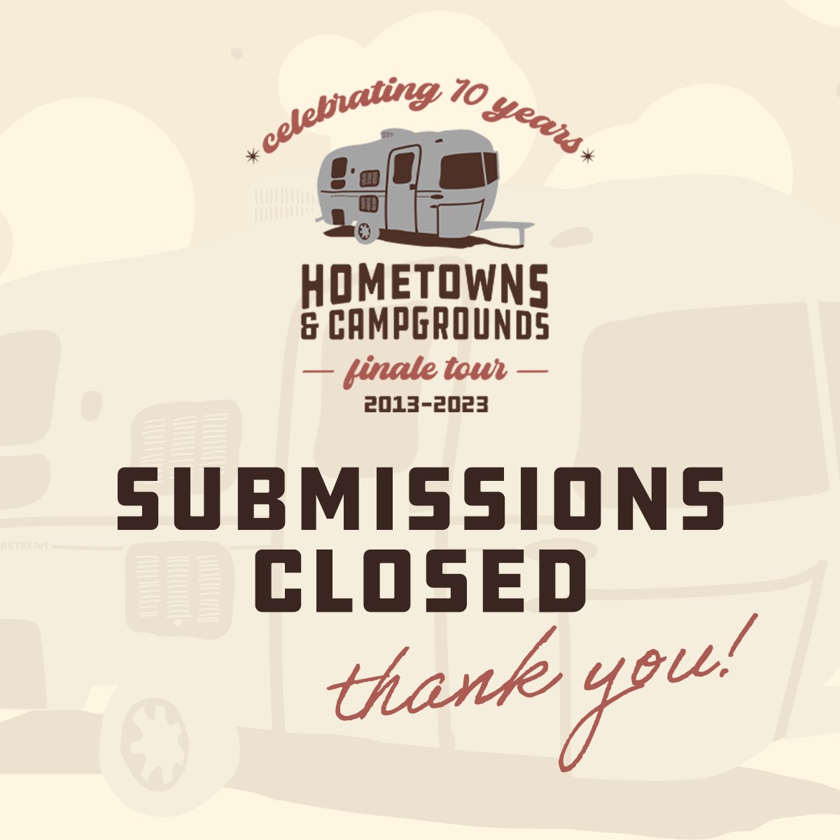 Huge thanks to everyone who has submitted an offer to host a stop on our #Hometowns23 Finale Tour! Keep an eye on your inbox to see if we’re coming to your place. Y’all are the best. 🙏🏼