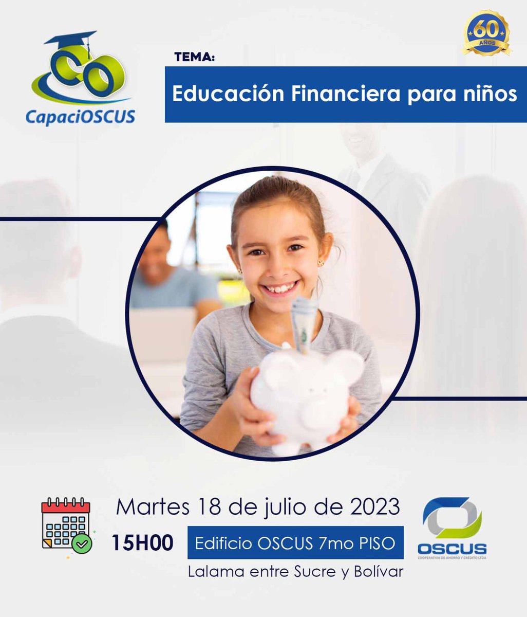 CoopOSCUS's tweet photo. ¡Te esperamos el martes!
Será un tiempo divertido para los consentidos del hogar.
Aprendamos juntos sobre Educación Financiera.
#Niños
#CapaciOSCUS https://t.co/XER8ct7rOC