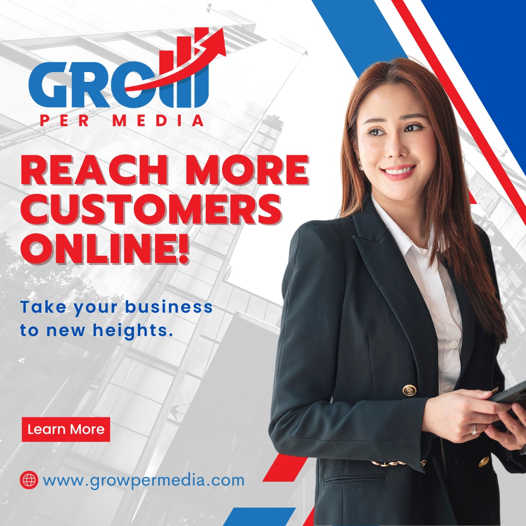 Reach more customers online and take your business to new heights! 🌟💼

Contact us today, and let's embark on an exciting digital growth journey together!

#ReachMoreCustomers #DigitalTransformation #GrowPerMedia #LatestTechnology #MarketingMethods #GreatResults #FastResults