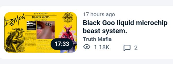 ChadWar65339549's tweet image. #TruthMafia BBC/ABC news reports #blackgoo #morgellons #nanotech being real. #TruthSeekers must stop the #tech takeover of humanity and all life on Earth. These mad #scientists and rulers have stepped way over the line into #eugenics death #Magick. rumble.com/v308b90-black-…