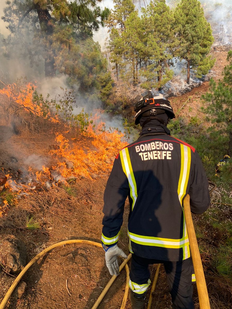 🔥👨‍🚒 #BomberosTF sigue trabajando en las labores de extinción del incendio forestal de la Isla de La Palma.

#IFLapalma #IFPuntagorda #bomberostf #trabajoenequipo