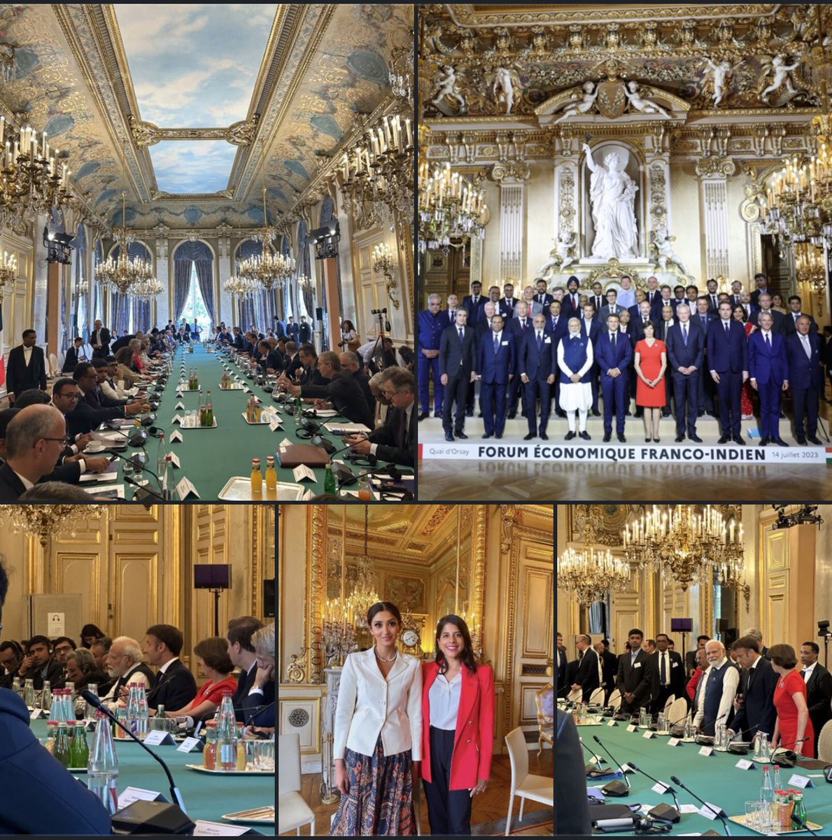 llmohan's tweet photo. Honored to witness the Indo-French CEOs Forum in Paris alongside Prime Minister Shri @narendramodi and @EmmanuelMacron. Encouraging investment and partnerships, we aim to strengthen bilateral relations and drive mutual prosperity. #IndiaFranceCEOsForum #EconomicCooperation https://t.co/wcplpJrUOH