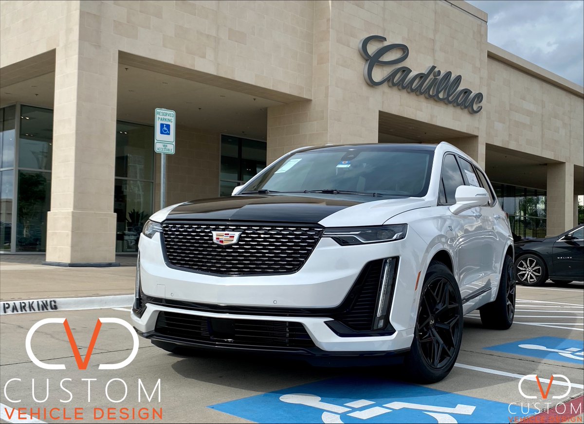 CVDAuto's tweet photo. Cadillac XT6 with partial black out, roof and hood wrap and niche wheels. #Cadillac #XT6 #CVD #CustomVehicleDesign #CVDauto #CVD2023 #2023 https://t.co/SOILdulpwP