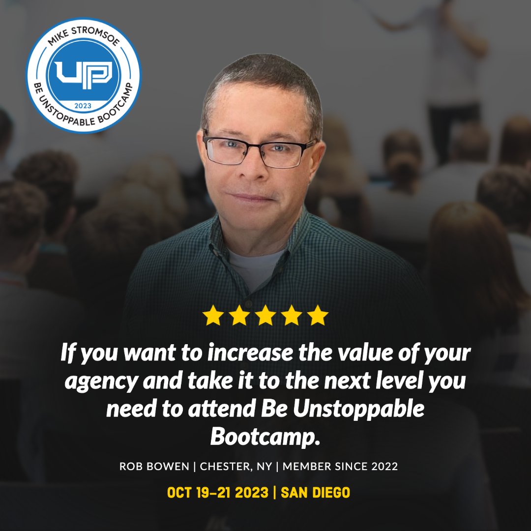 Is the vision for your agency set so your team can execute every day without you? If you're unsure or your answer is no, then the Be Unstoppable Bootcamp is where you need to be. 

Take action now! 👇
bit.ly/BU2023