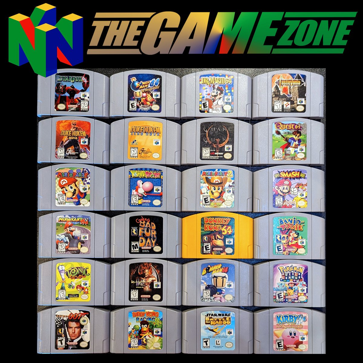 TheGameZoneGZ's tweet photo. TJi! #starfox64 #bomberman64 #drmario64thesecondattack #castlevania #dukenukem64 #dukenukemzerohour #quake #quest64 #marioparty #yoshisstory #marioparty2 #supersmashbros https://t.co/xZeHyGKEsw