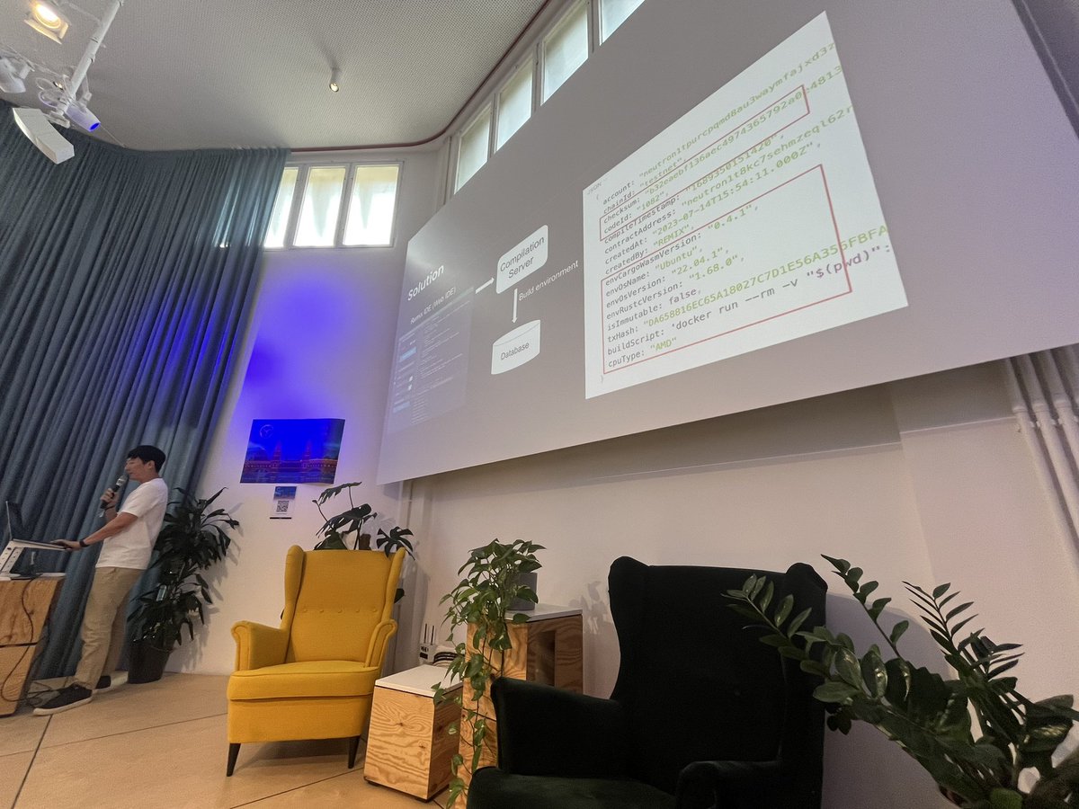 misangmadrid's tweet photo. Great submission &amp; presentation from @HyunSooyoung, one of the few presentations which received a big applause before it ended! #donttrustverify #HackWasm #Berlin #CosmWasmers https://t.co/6KdbrTHvh1