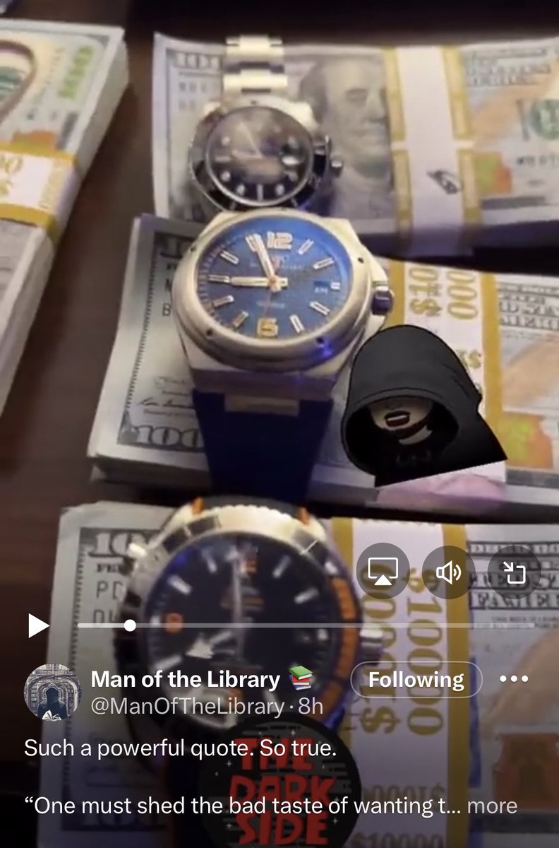 This is what <a href="/ManOfTheLibrary/">Man of the Library 📚</a> does after a string of losses. Deflects, and tries to “flex” on the people he is scamming. Terrible watch collection first of all, for someone who was receiving $10,000 a month in discord membership fees. Did you spend it all on DMT? #ReadMoreBooks