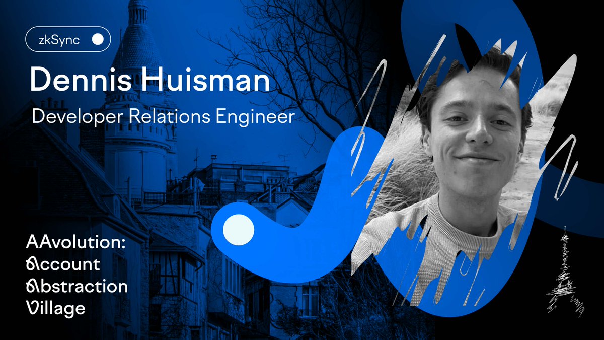 Next on #AAvolution🎉
We got <a href="/zksync/">ZKsync</a>'s DevRel Engineer Dennis Huisman @_idea404 in the house!

Dennis will also be joining our panel to explore the multi-chain future and discuss the key catalysts to mass adoption.

Save your spot now! ⬇️
lu.ma/AAvolution
