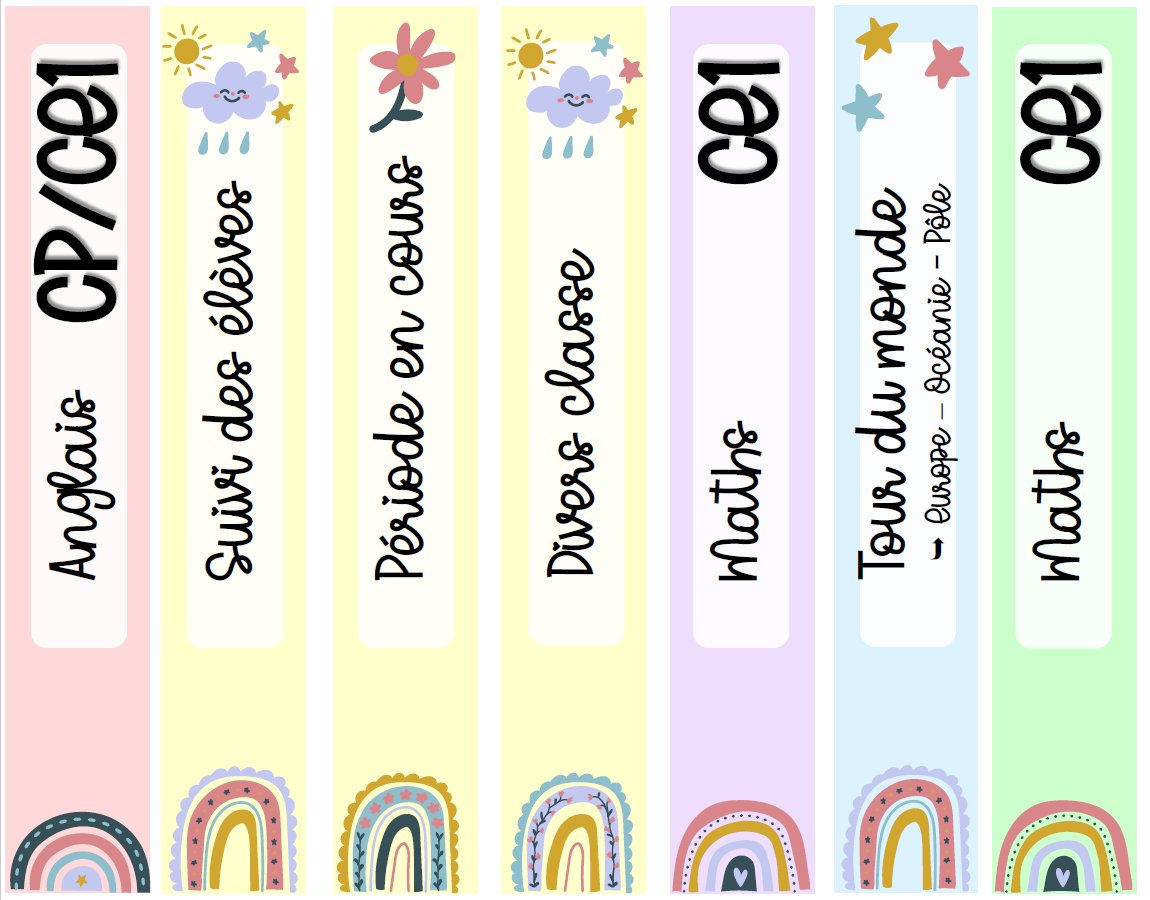 CenicientaCM's tweet photo. Personnalisation des étiquettes pour les tranches des classeurs du coté enseignant ! Thème tropical ou arc-en-ciel.
https://t.co/7zqnqA6gpI https://t.co/YGsdg2M3Tc
