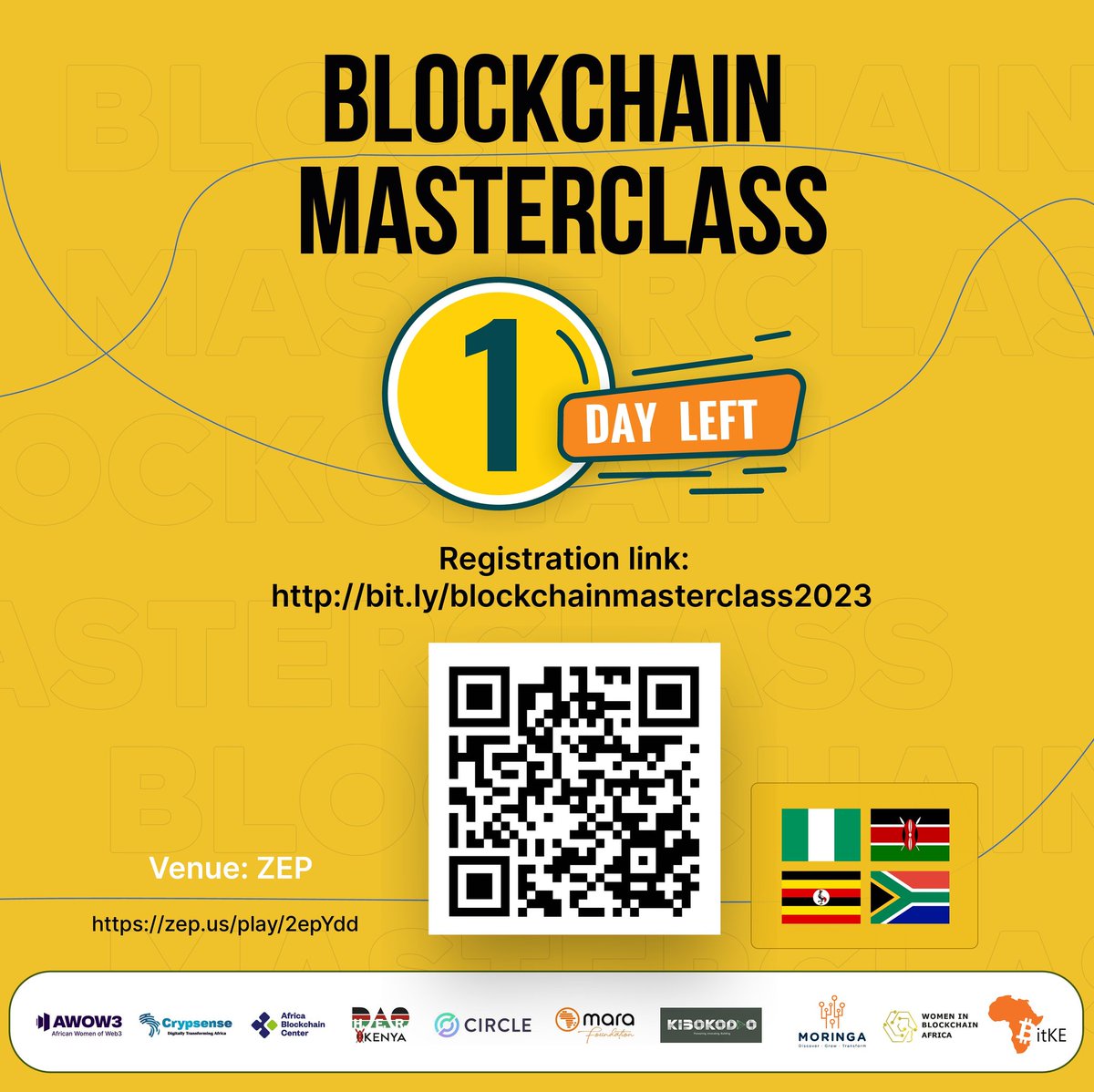 AW0W3's tweet photo. 🚀 The highly anticipated Blockchain Masterclass is set to take off tomorrow! ✈️✈️

Participants from 🇳🇬,🇰🇪,🇺🇬, &amp; 🇿🇦  have already registered.

📝 Register NOW: https://t.co/Etl2GMkEbi

#AWOW3 #WomenInBlockchain #blockchaineducation #BlockchainMasterclass https://t.co/Qe4Wu54ITa