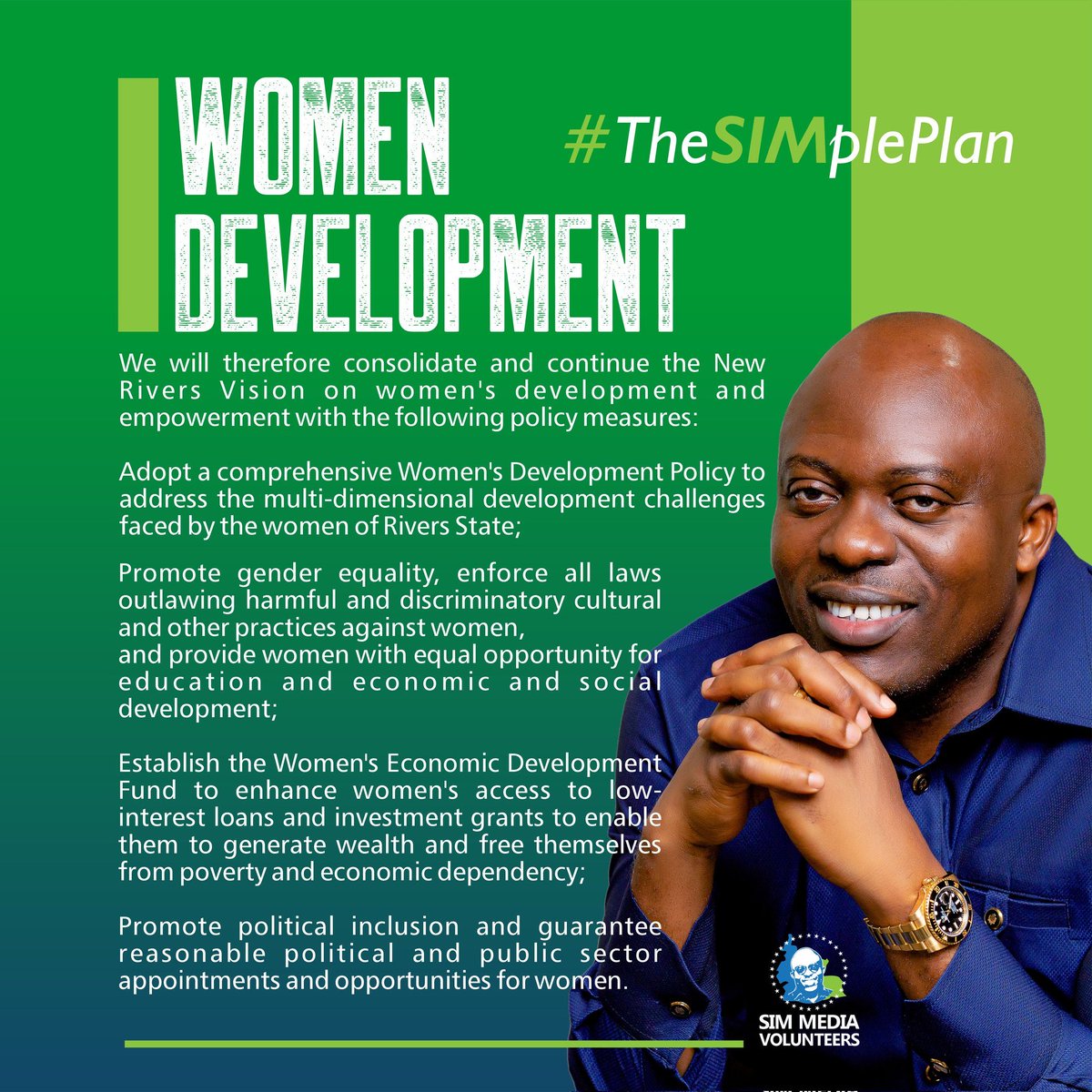 ShedrackFubara's tweet image. Happy Sunday to all Rivers Women. Gov. Sim Fubara has a plan for you all. Continue to pray and support him. This Simple Plan will be rolled out soon. #TheSimplePlan ⁦@SimFubaraKSC⁩ ⁦@PDP_RIVERS⁩ 👇👇👇