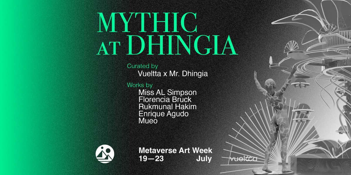 Mr Dhingia (@mrdhingia) on Twitter photo MYTHIC at DHINGIA #MVAW23
Featuring stunning artworks on display by... <a href="/missalsimpson/">M I S S A L S I M P S O N</a> <a href="/FlorenciaBruck/">Florencia S.M. Brück 💎</a> @rukmunalhakim <a href="/Enagudo/">Enrique Agudo</a> <a href="/MueoArt/">Mueo</a>
Organized by <a href="/BayBackner/">Bay Backner</a>
For the full Metaverse Art Week program,
visit decentraland.org/blog/announcem…
@Decentraland Event Details: MYTHIC at DHINGIA #MVAW23
Featuring stunning artworks on display by... <a href="/missalsimpson/">M I S S A L S I M P S O N</a> <a href="/FlorenciaBruck/">Florencia S.M. Brück 💎</a> @rukmunalhakim <a href="/Enagudo/">Enrique Agudo</a> <a href="/MueoArt/">Mueo</a>
Organized by <a href="/BayBackner/">Bay Backner</a>
For the full Metaverse Art Week program,
visit decentraland.org/blog/announcem…
@Decentraland Event Details: