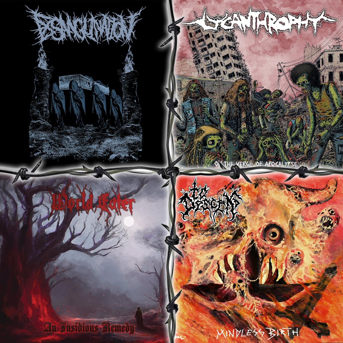 hpgd666's tweet photo. Available now on @hpgd666 :
EXSANGUINATION "Burial Rites"
LYCANTHROPHY "On The Verge Of Apocalypse"
WORLD EATER "An Insidious Remedy"
TO DESCEND "Mindless Birth"
Order: https://t.co/fX4gg3QuqZ
#exsanguination #lycanthrophy #worldeater #todescend #hpgd #horrorpaingoredeath https://t.co/knCh8ifJFw