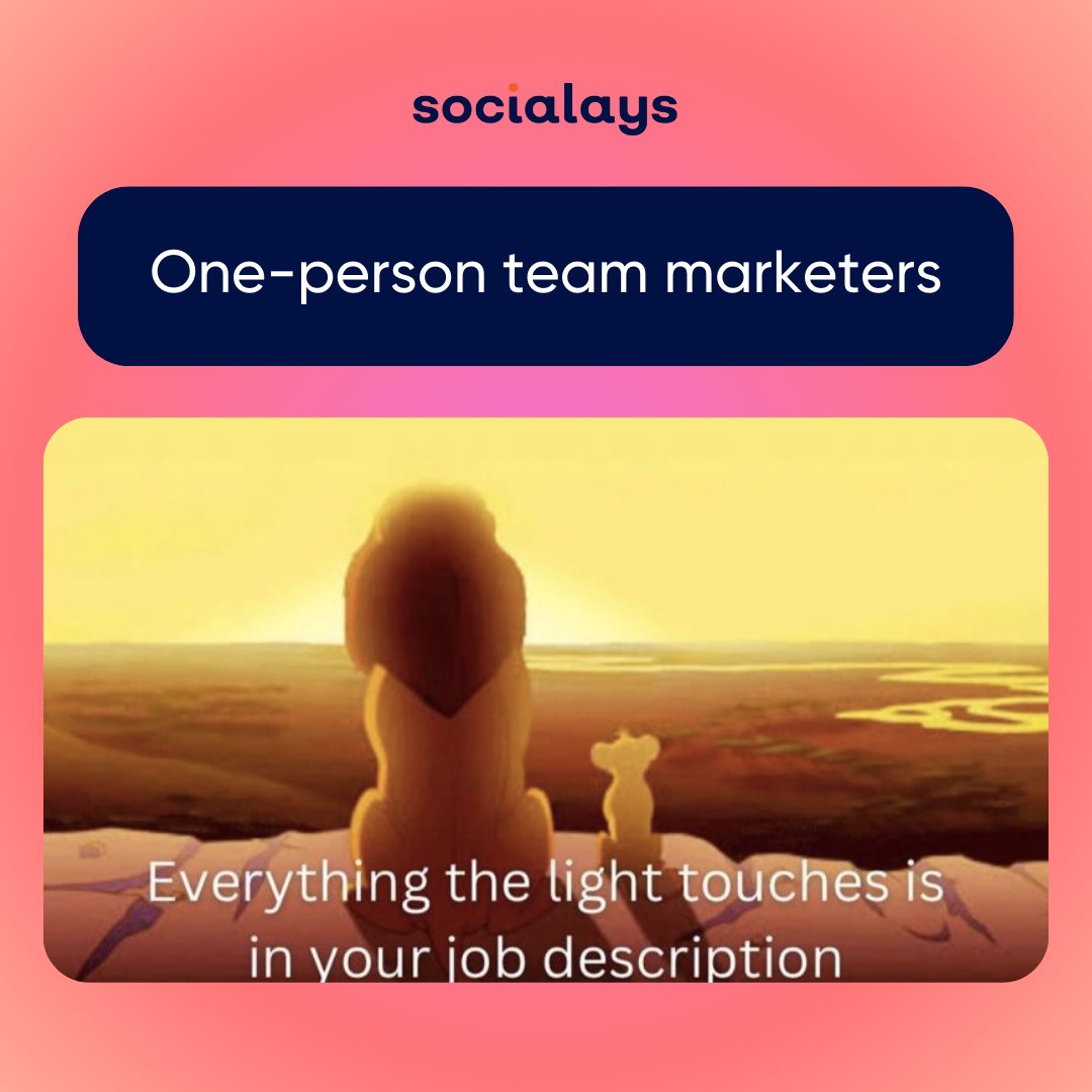 socialays's tweet photo. 🤯 When you're a one-person team handling all aspects of marketing! 😅💼Tag that one-person team marketer friend who can relate! 🙋‍♂️🙋‍♀️💪
#MarketingLife #SoloMarketer #onepersonteam #marketing #meme #funny #socialmediamarketing #digitalmarketing https://t.co/1EOjtgvi4Y