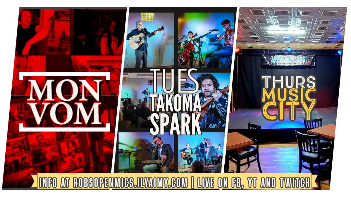 This week in ze open mics - VOM 171 w host Rowan Corbett, Tues the Spark w Juliet Lloyd and Thursday in a new location at Morsbergers in Catonsville, MD.
fb.com/robsOpenMics/
youtube.com/robsopenmics
twitch.tv/robilyaimy