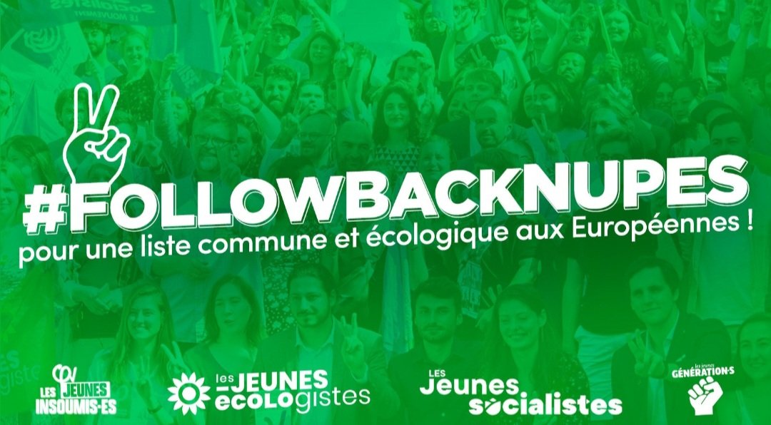 Retour du #FollowBackNUPES pour demander l'ouverture d'une discussion autour d'une liste commune. L'union entre #LFI #PCF #EELV #PS #GS doit continuer ✌️
L'union fait la force !